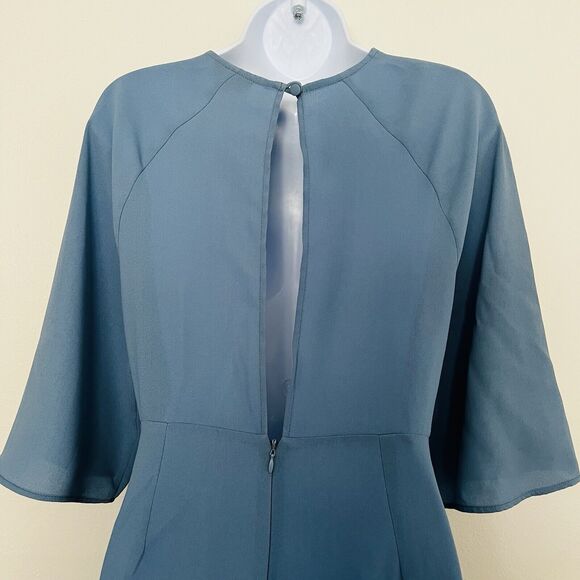 TopShop Nordstrom Size 8 US Mini Draped Knot Dress Light Dusty Blue Back Cutout - Picture 7 of 15
